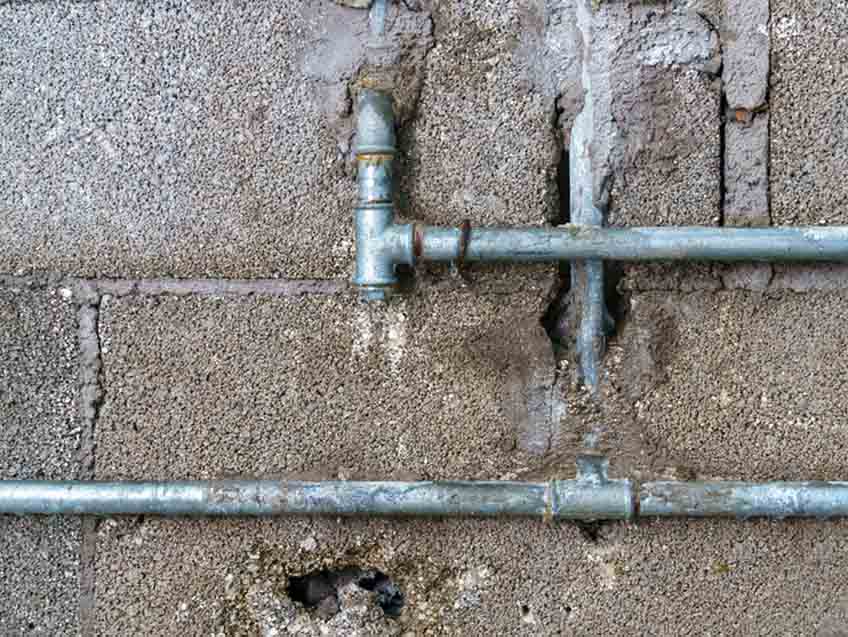 corroded water line pipe