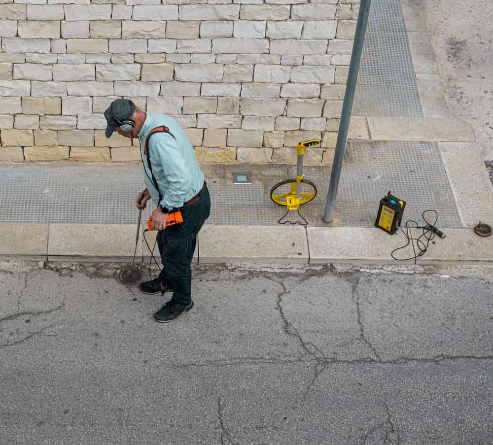 technician preparing leak detection equipment